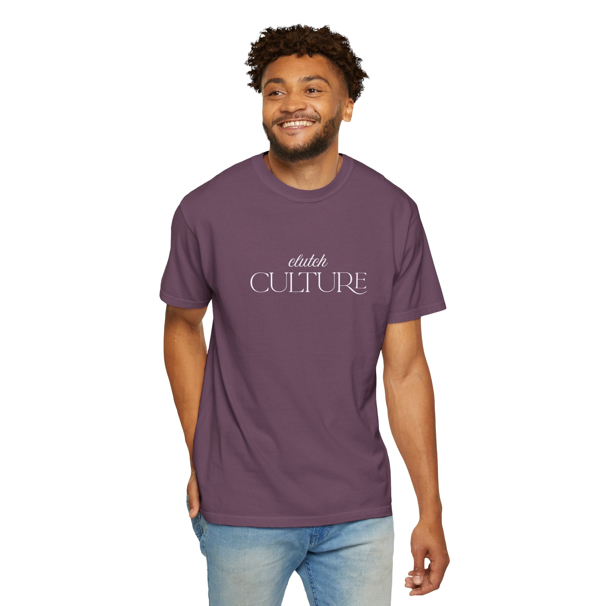 Clutch Culture T-Shirt- Blue Skyline White Lettering