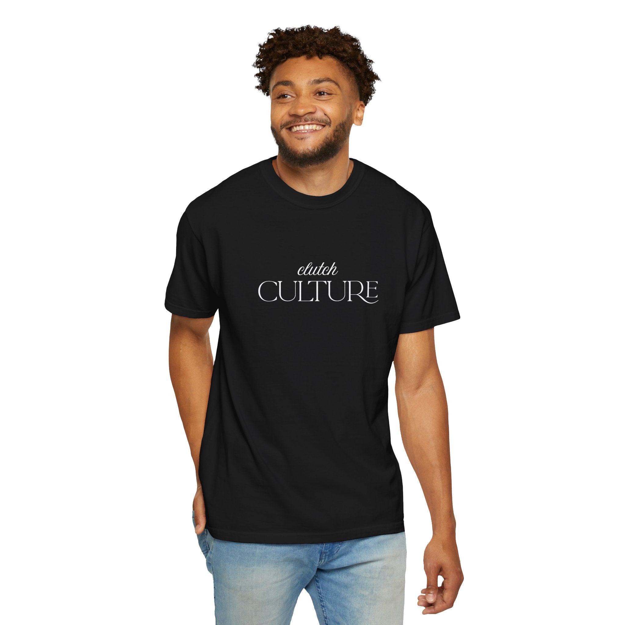 Clutch Culture T-Shirt- Blue Skyline White Lettering
