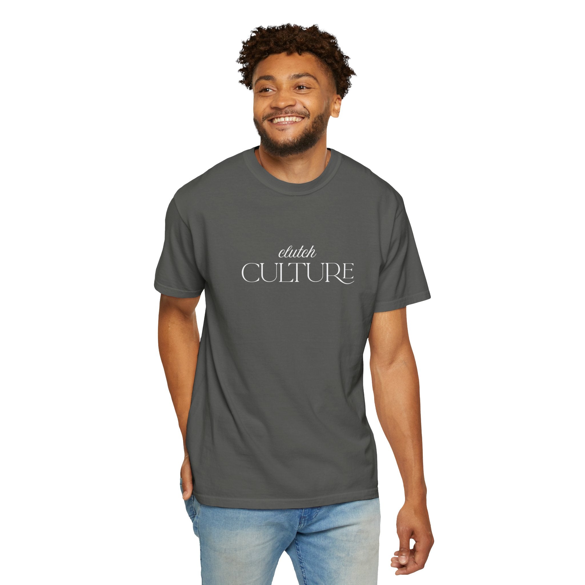 Clutch Culture T-Shirt- Blue Skyline White Lettering