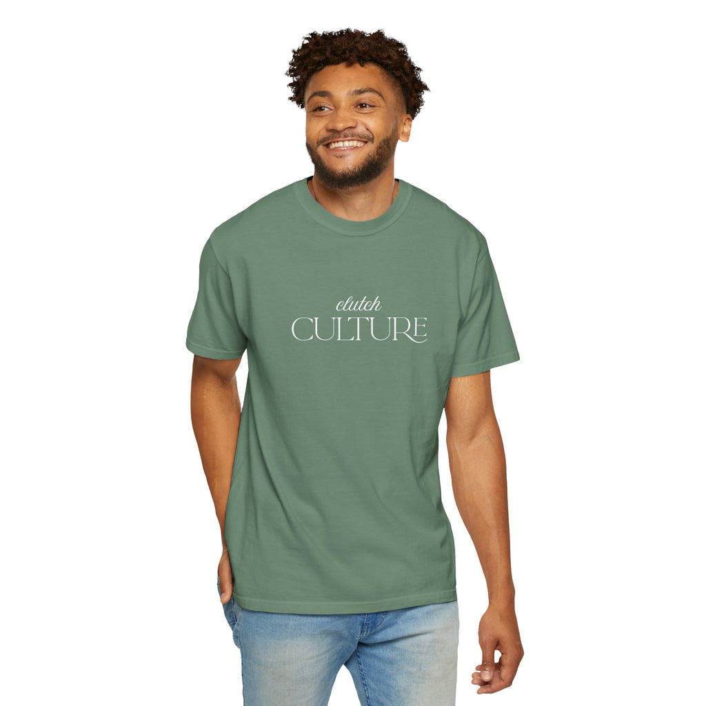 Clutch Culture T-Shirt- Blue Skyline White Lettering