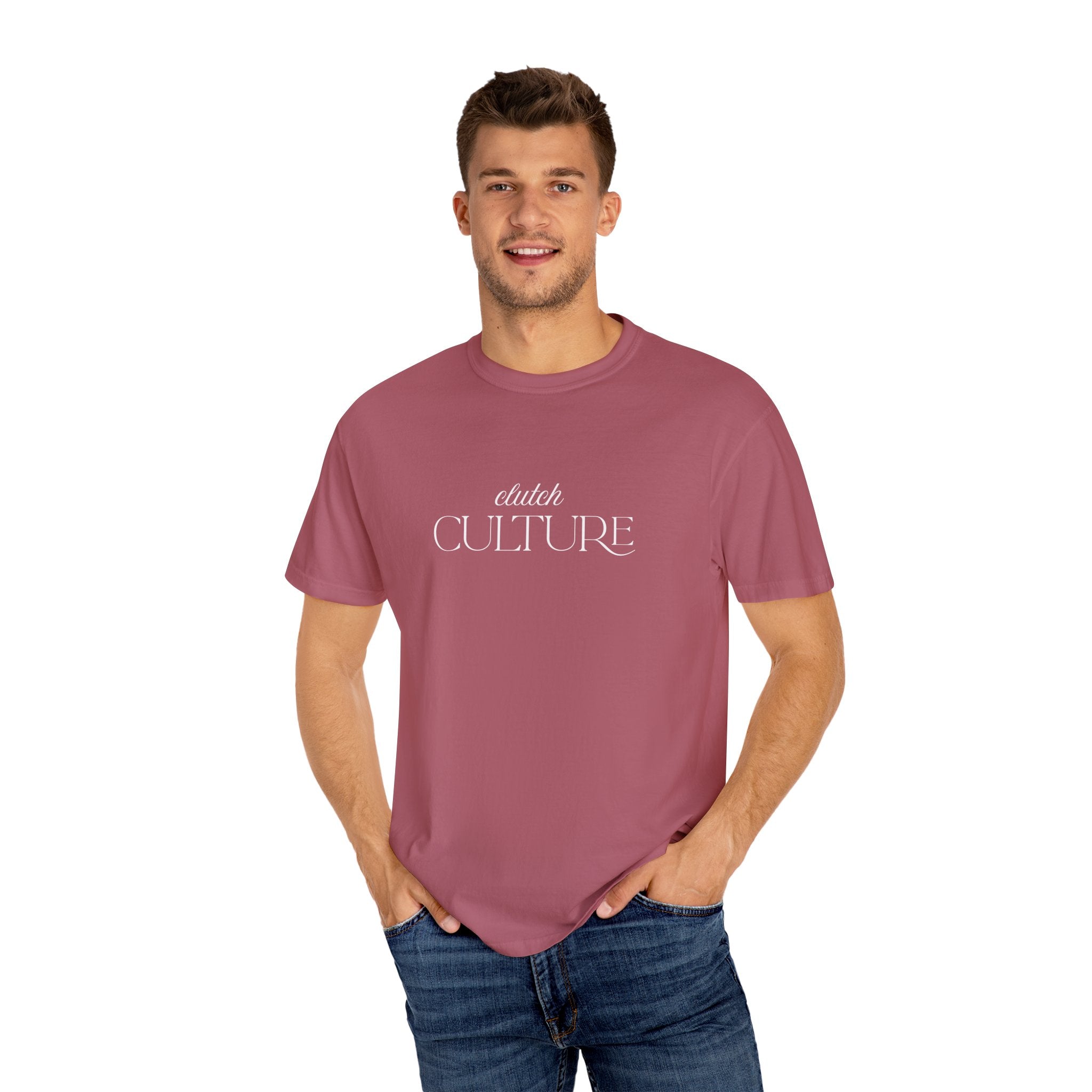 Clutch Culture T-Shirt- Blue Skyline White Lettering