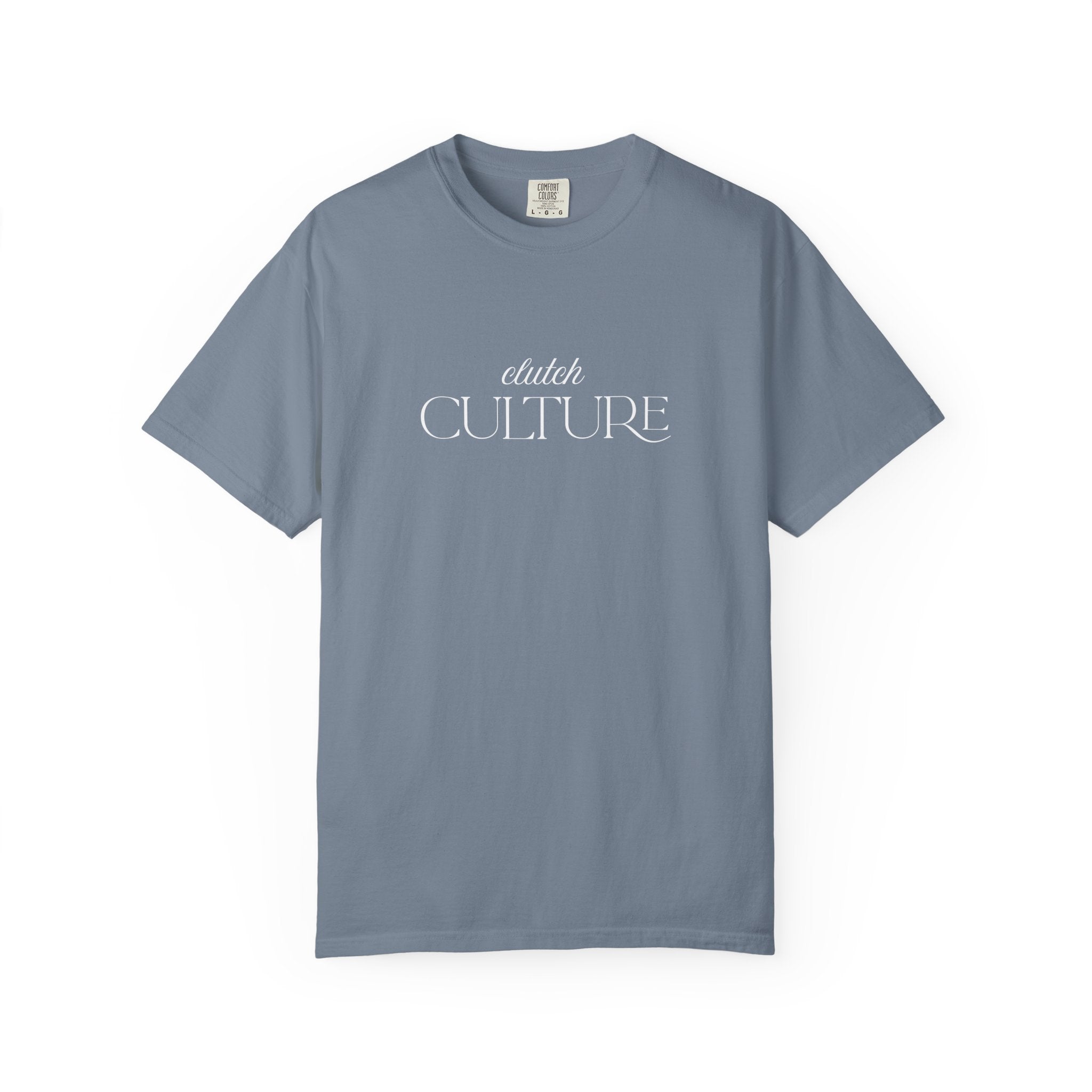 Clutch Culture T-Shirt- Blue Skyline White Lettering