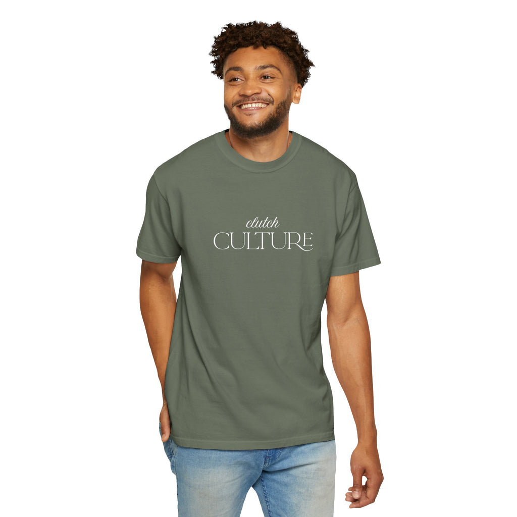 Clutch Culture T-Shirt- Blue Skyline White Lettering