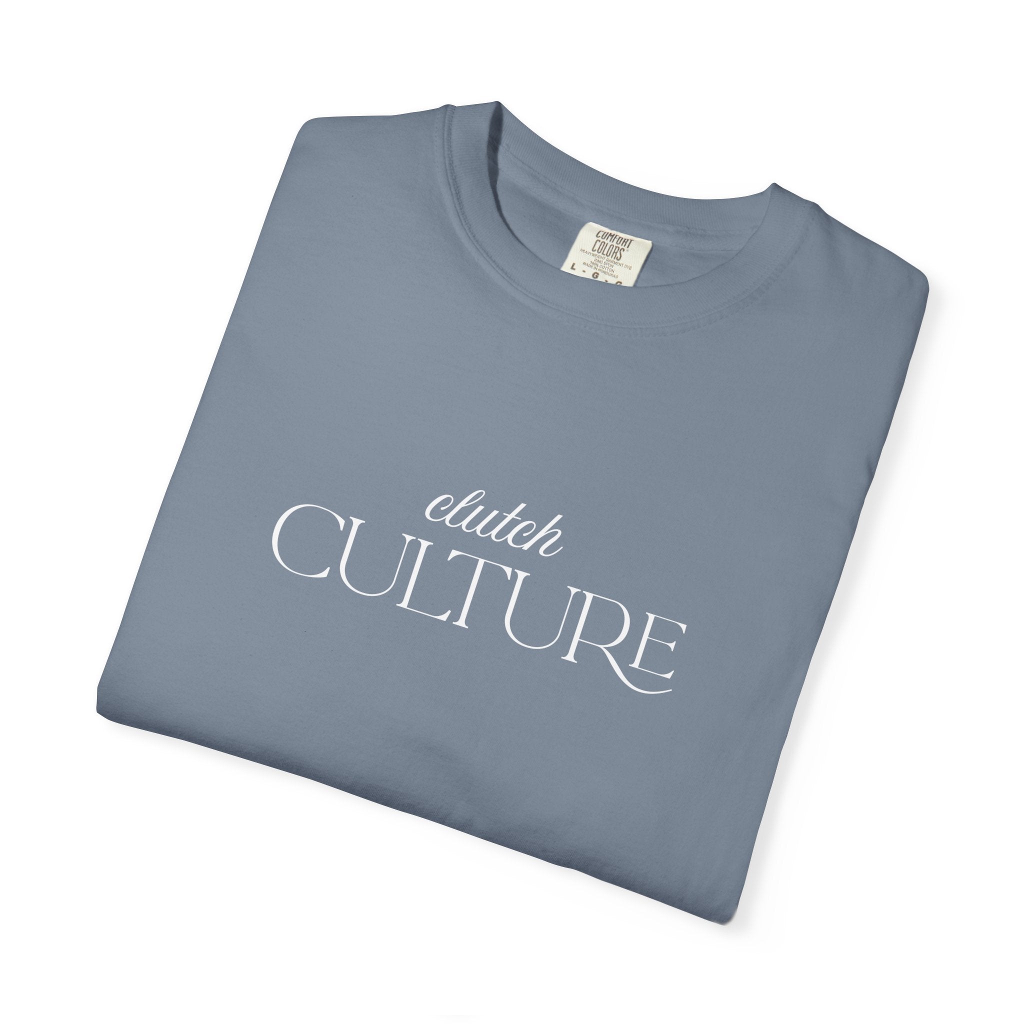 Clutch Culture T-Shirt- Blue Skyline White Lettering